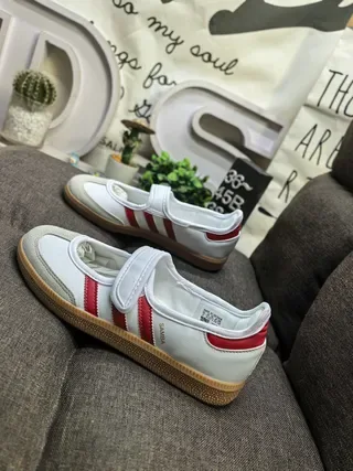 Adidas Samba White and Red Laceless Mary Jane Lifestyle Sneakers 7