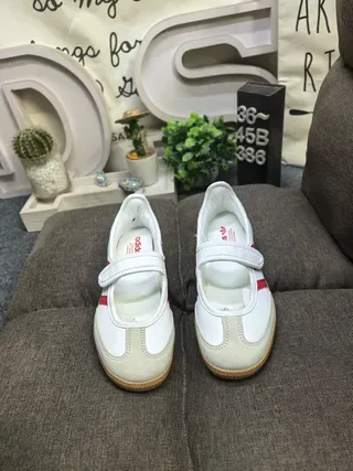 Adidas Samba White and Red Laceless Mary Jane Lifestyle Sneakers 10
