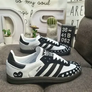Adidas Samba White Black Heart Print Lifestyle Sneakers
