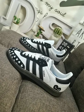 Adidas Samba White Black Heart Print Lifestyle Sneakers 7