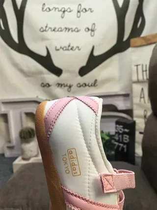 Adidas Samba White Pink Laceless Velcro Strap Lifestyle Sneakers 3