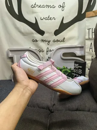 Adidas Samba White Pink Laceless Velcro Strap Lifestyle Sneakers 5