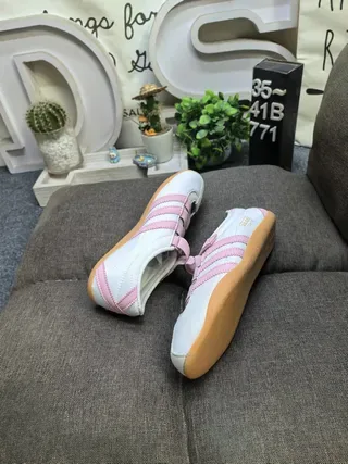 Adidas Samba White Pink Laceless Velcro Strap Lifestyle Sneakers 6