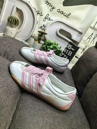 Adidas Samba White Pink Laceless Velcro Strap Lifestyle Sneakers 7