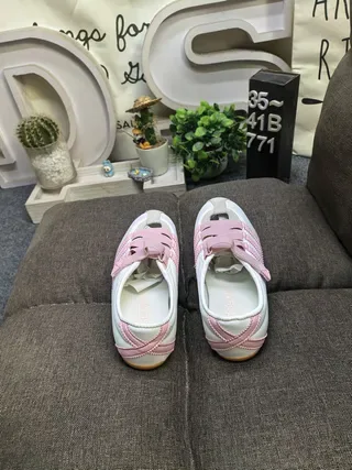 Adidas Samba White Pink Laceless Velcro Strap Lifestyle Sneakers 8
