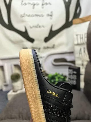 Adidas Samba Woven Leather Black Gold Gum Loafers 3
