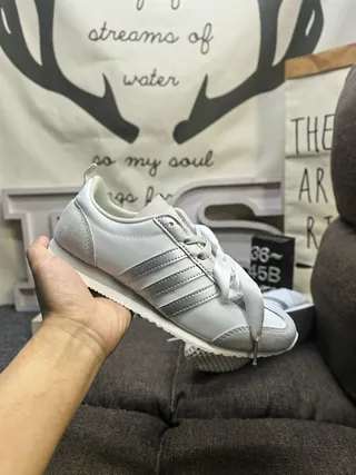 Adidas Silver White Low-Top Three-Stripe Side Panel Lifestyle Sneakers 5