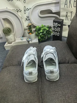 Adidas Silver White Low-Top Three-Stripe Side Panel Lifestyle Sneakers 8