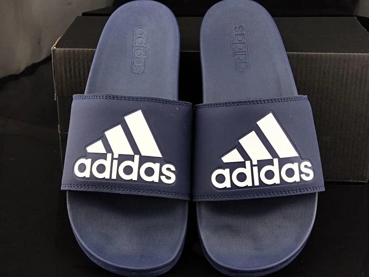 Adidas Slide Navy Blue White Logo Slippers 5