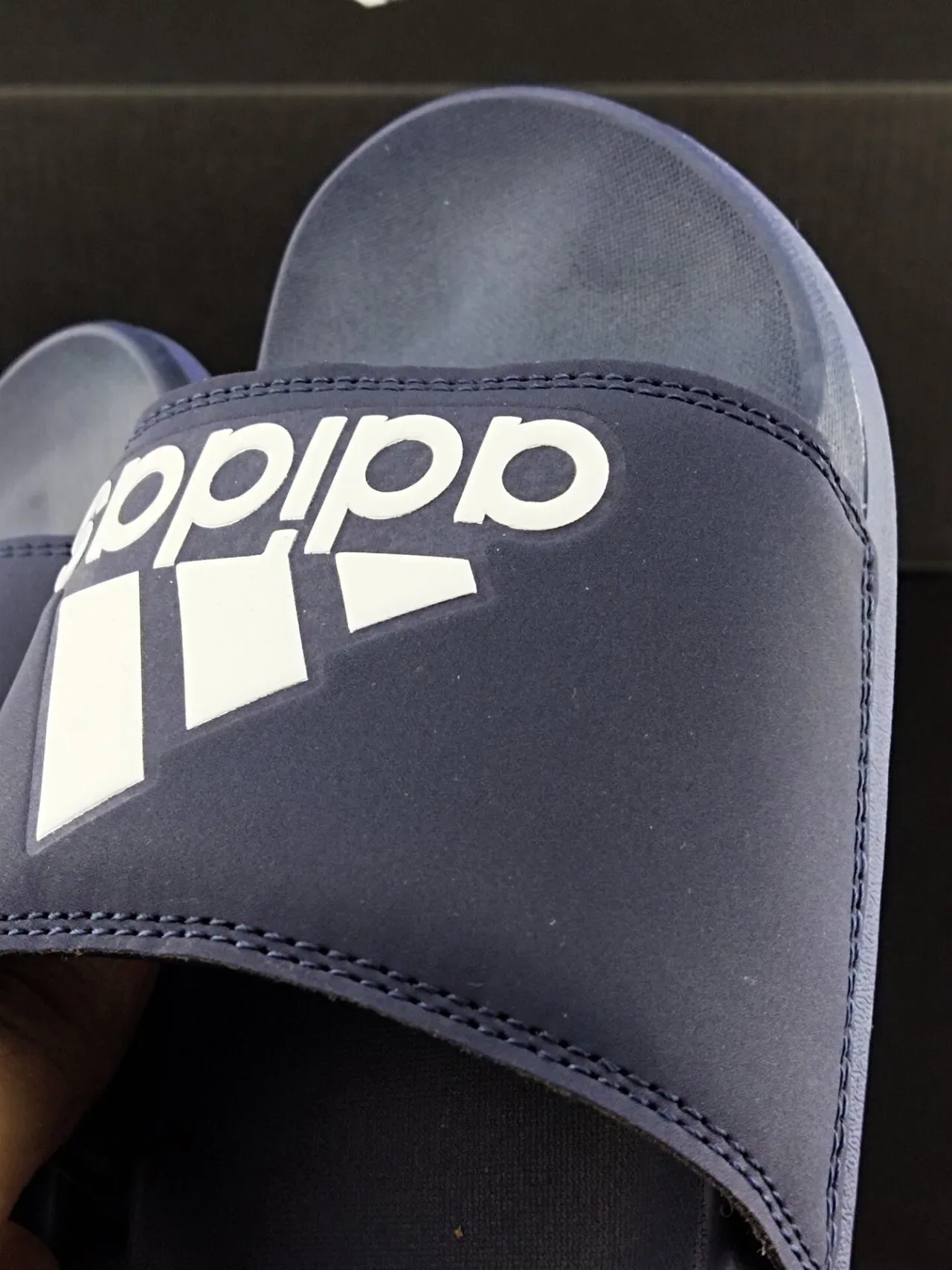 Adidas Slide Navy Blue White Logo Slippers 6
