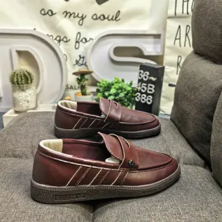 Adidas Spezial 酒红色皮革乐福鞋