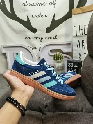 Adidas Spezial Chaussures Lifestyle en Daim Bleu Marine et Menthe 5