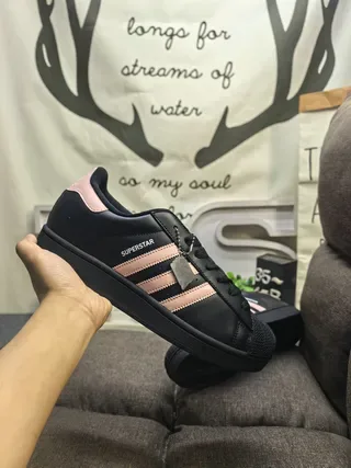 Adidas Superstar Black and Pink Lifestyle Sneakers 5