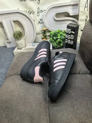 Adidas Superstar Black and Pink Lifestyle Sneakers 6