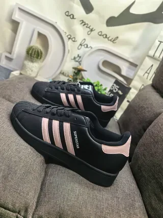 Adidas Superstar Black and Pink Lifestyle Sneakers 7