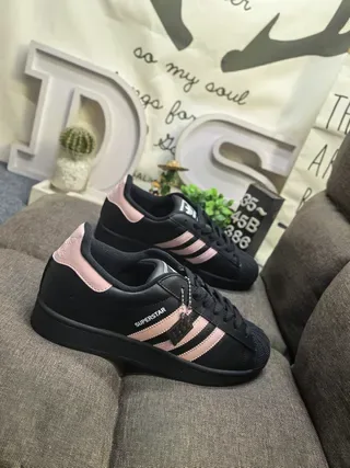 Adidas Superstar Black and Pink Lifestyle Sneakers 9