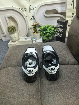 Adidas Superstar Black and White Glitter Snowflake Lifestyle Sneakers 8