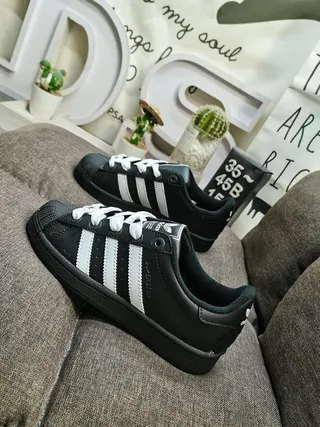 Adidas Superstar Black and White Lifestyle Sneakers 7