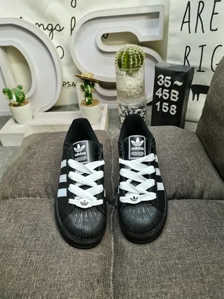 Adidas Superstar Black and White Lifestyle Sneakers 10
