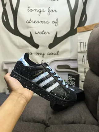 Adidas Superstar Black Blue Shell-Toe Speckled Upper Lifestyle Sneakers 5