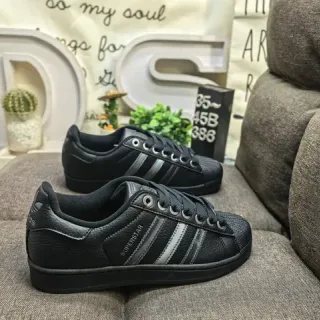 Adidas Superstar Black Silver Shell-Toe Leather Upper Lifestyle Sneakers