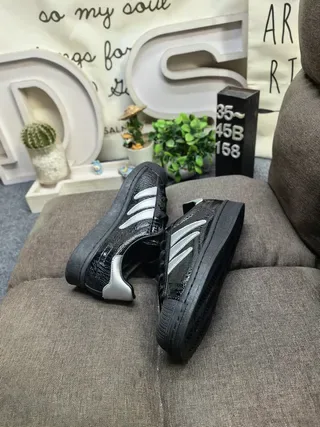 Adidas Superstar Gray and Purple Plaid-Lined Lifestyle Sneakers 6
