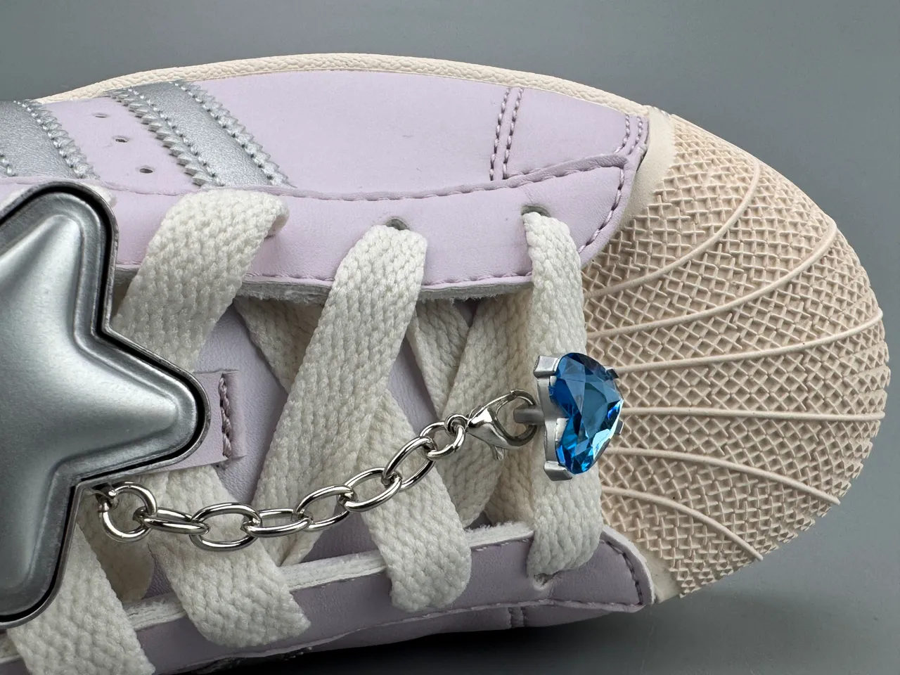 Adidas Superstar Lavender Metallic Stripes Lifestyle Sneakers 2