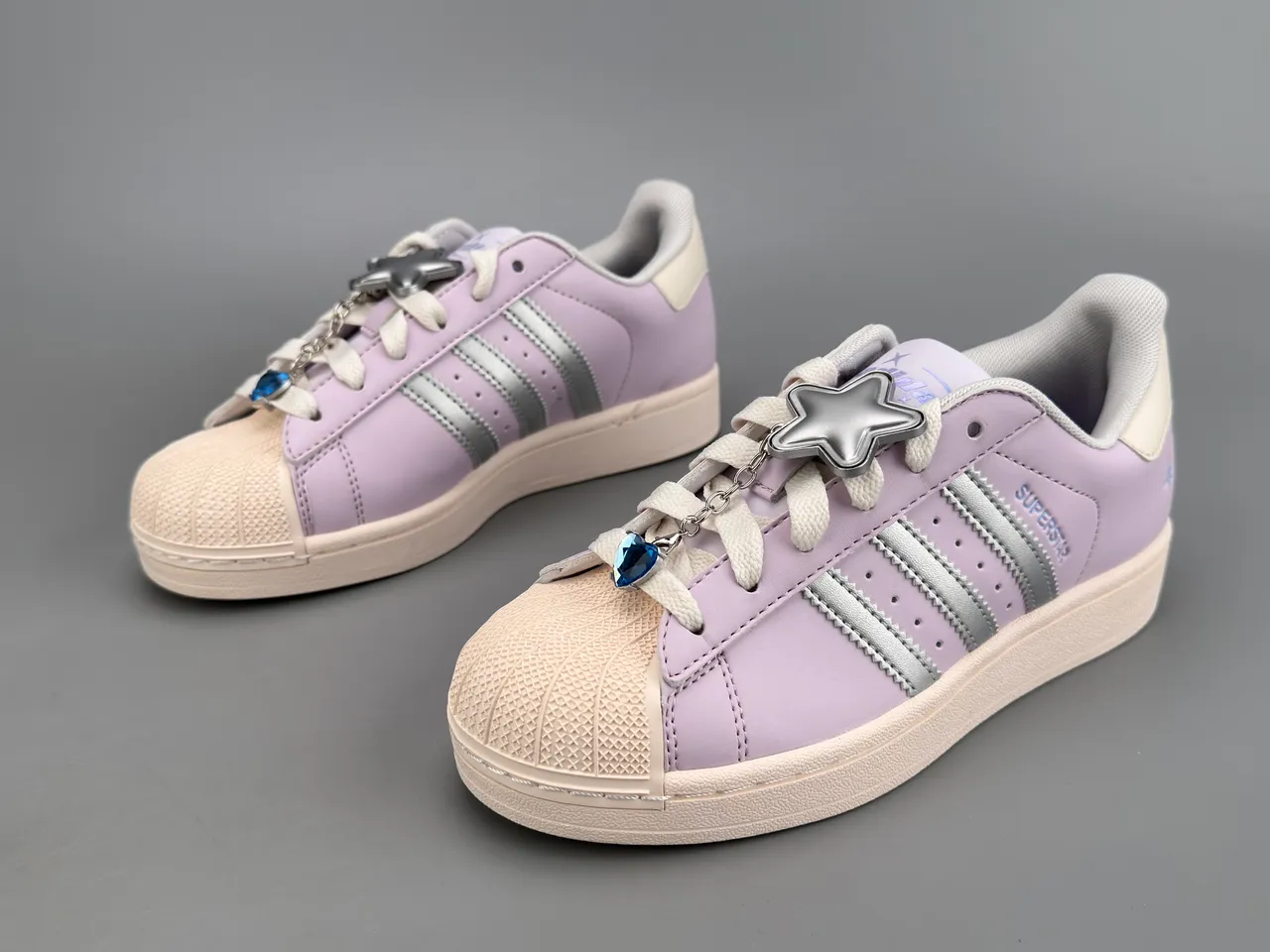 Adidas Superstar Lavender Metallic Stripes Lifestyle Sneakers 7