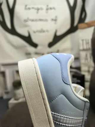 Adidas Superstar Light Blue and White Lifestyle Sneakers 3