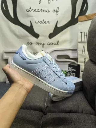 Adidas Superstar Light Blue and White Lifestyle Sneakers 5