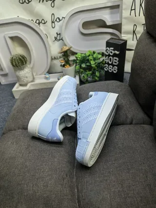 Adidas Superstar Light Blue and White Lifestyle Sneakers 6