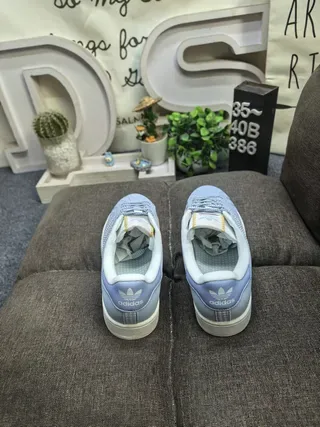Adidas Superstar Light Blue and White Lifestyle Sneakers 8