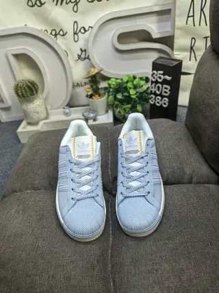 Adidas Superstar Light Blue and White Lifestyle Sneakers 10