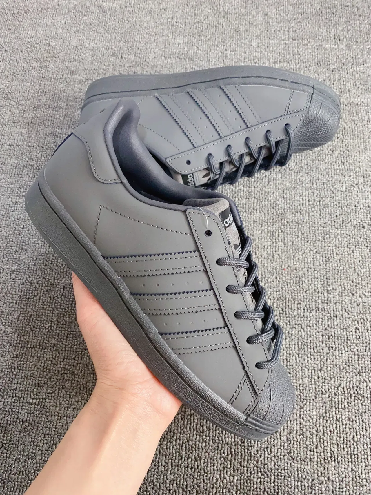 Adidas Superstar Monochromatic Dark Gray Lifestyle Sneakers 2