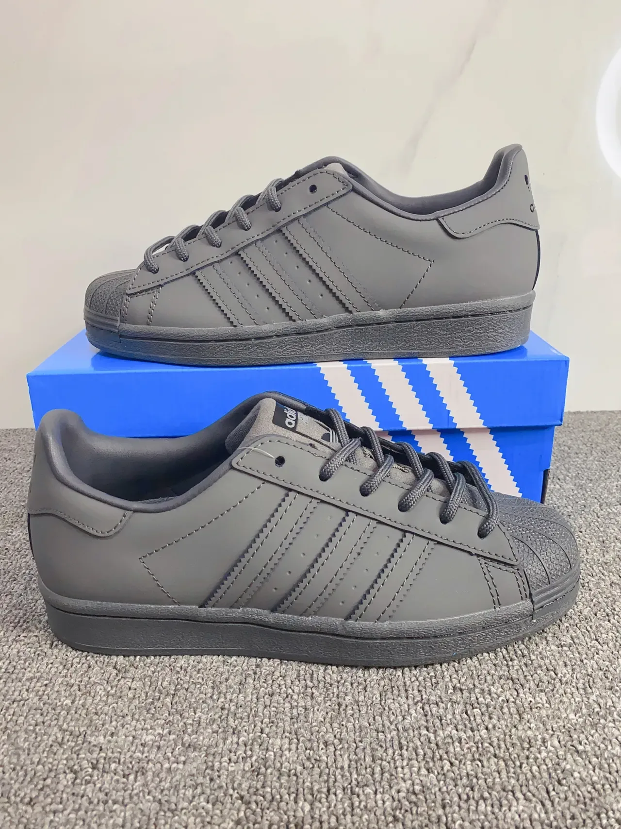 Adidas Superstar Monochromatic Dark Gray Lifestyle Sneakers 3