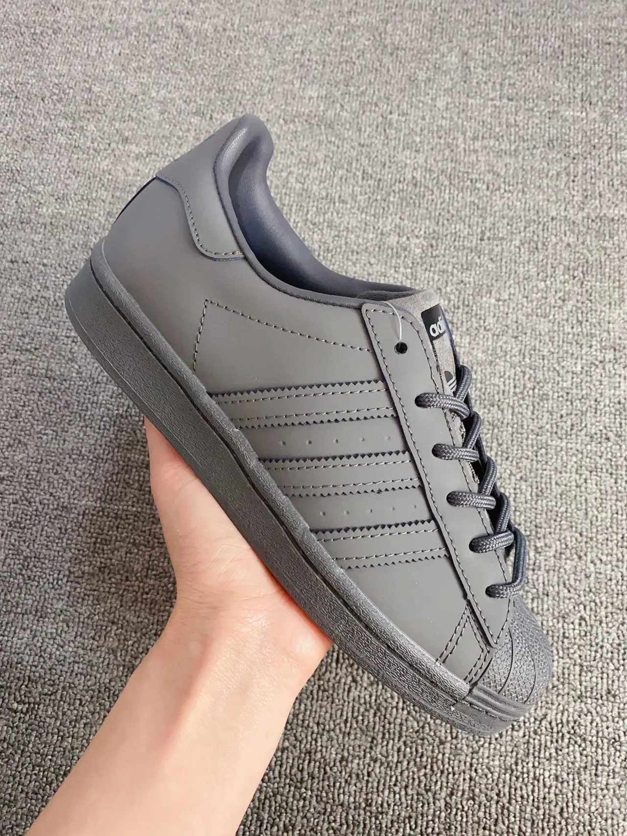 Adidas Superstar Monochromatic Dark Gray Lifestyle Sneakers 5