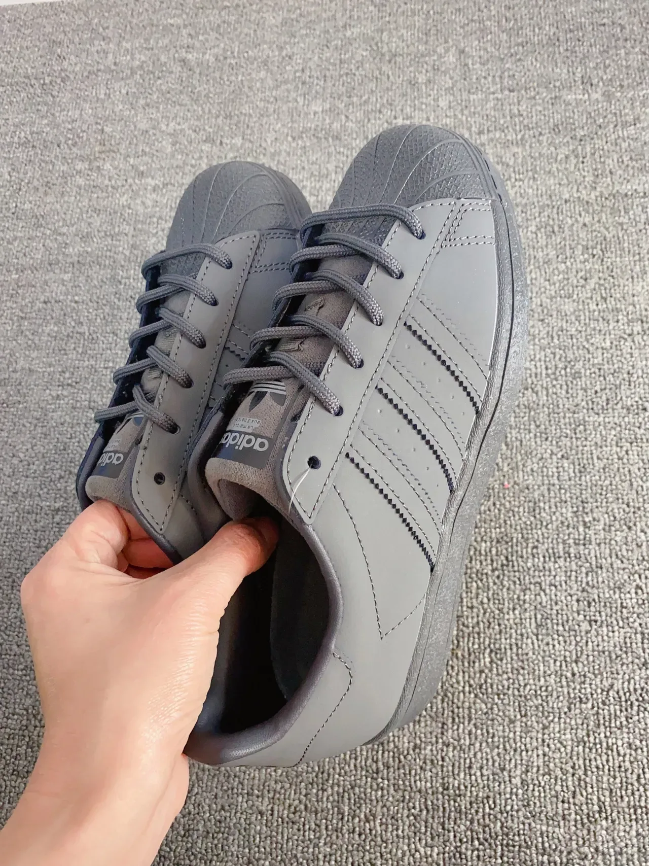Adidas Superstar Monochromatic Dark Gray Lifestyle Sneakers 7