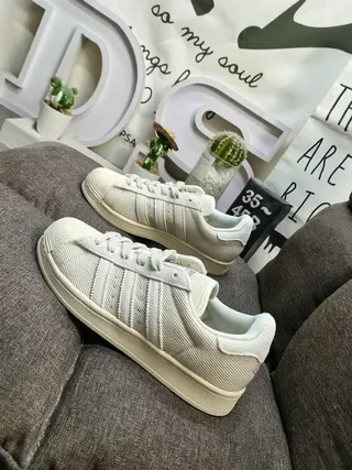 Adidas Superstar Off-White Corduroy Lifestyle Sneakers 7