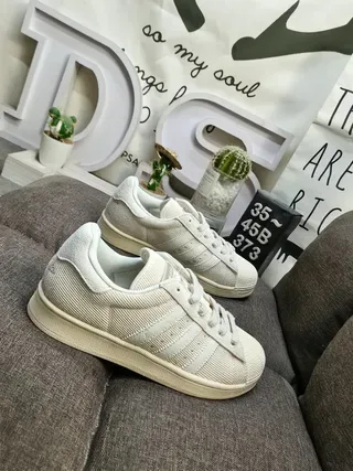 Adidas Superstar Off-White Corduroy Lifestyle Sneakers 9