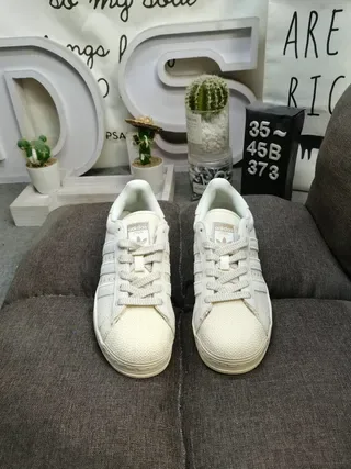 Adidas Superstar Off-White Corduroy Lifestyle Sneakers 10