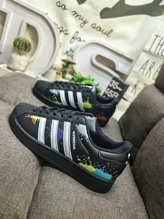 Adidas Superstar Paint Splatter Black Lifestyle Sneakers 7