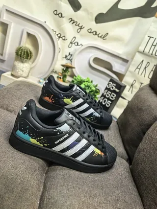 Adidas Superstar Paint Splatter Black Lifestyle Sneakers 9
