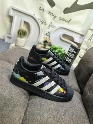 Adidas Superstar Paint Splatter Black Multicolor Lifestyle Sneakers 9