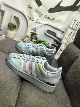Adidas Superstar Paint Splatter Lifestyle Sneakers 7