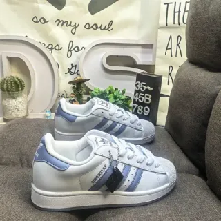 Adidas Superstar White and Light Blue Lifestyle Sneakers