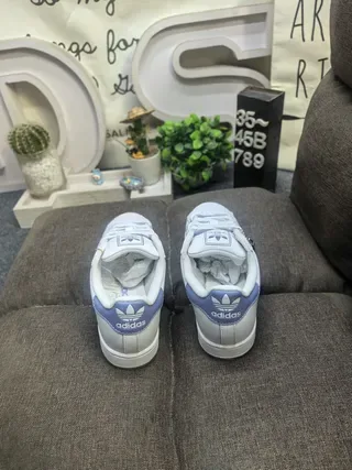 Adidas Superstar White and Light Blue Lifestyle Sneakers 8