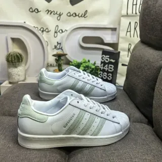 Adidas Superstar White and Mint Green Lifestyle Sneakers