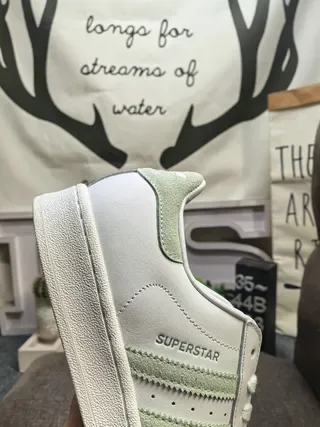 Adidas Superstar White and Mint Green Lifestyle Sneakers 3