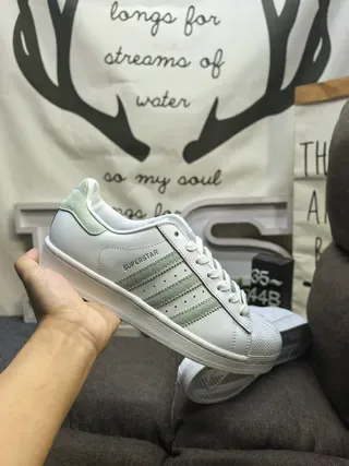 Adidas Superstar White and Mint Green Lifestyle Sneakers 5