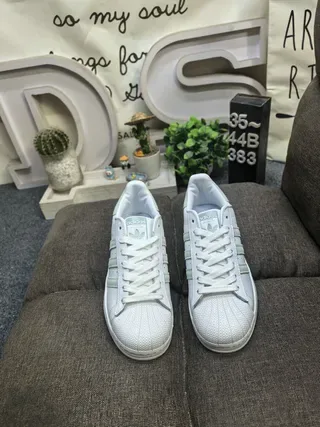 Adidas Superstar White and Mint Green Lifestyle Sneakers 10